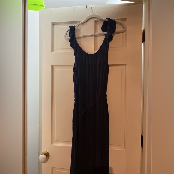 Loft Dress Navy Gauze Flutter Sleeve Size L - Picture 6 of 6